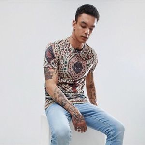 Longline T-Shirt Tapestry Print
